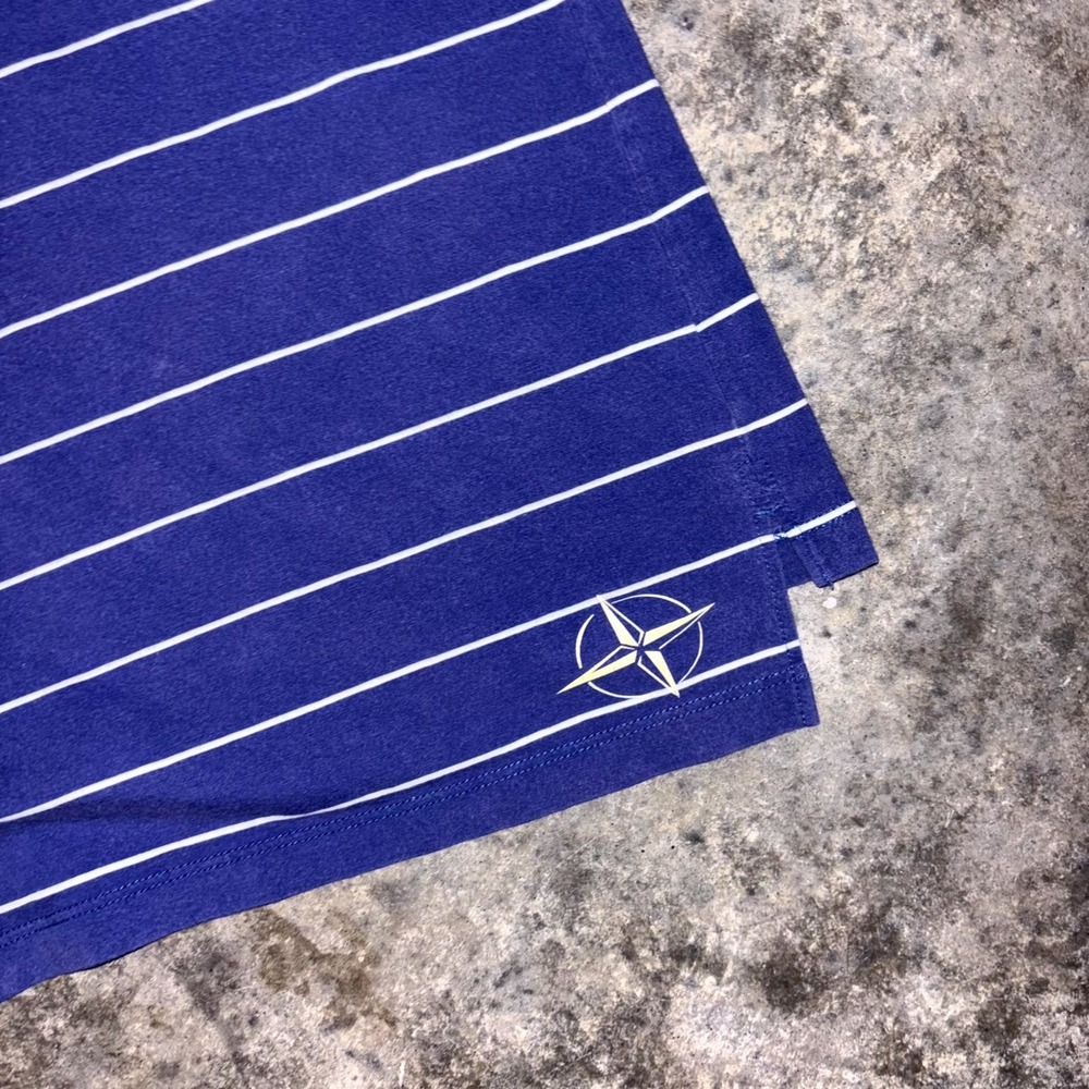 B. Draddy Polo Shirt Mens Large Blue White Striped Pima Cotton Performance Golf - Picture 8 of 8